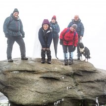 Don't fall! Kinder Low trig point. Photo © SBN